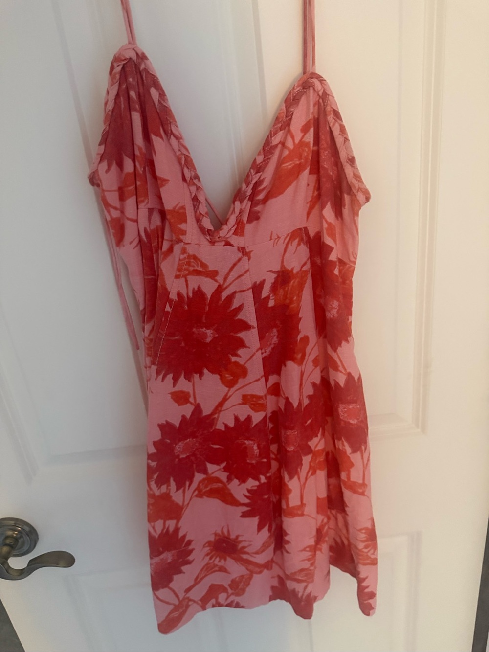 Free People Pink and Red Floral Mini Dress